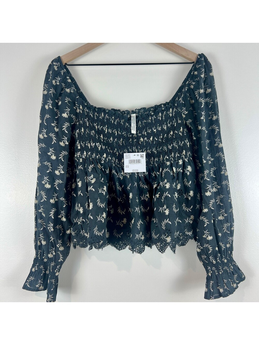 American Eagle Floral Smocked Peplum Top Size M 100% Cotton NWT Cottagecore